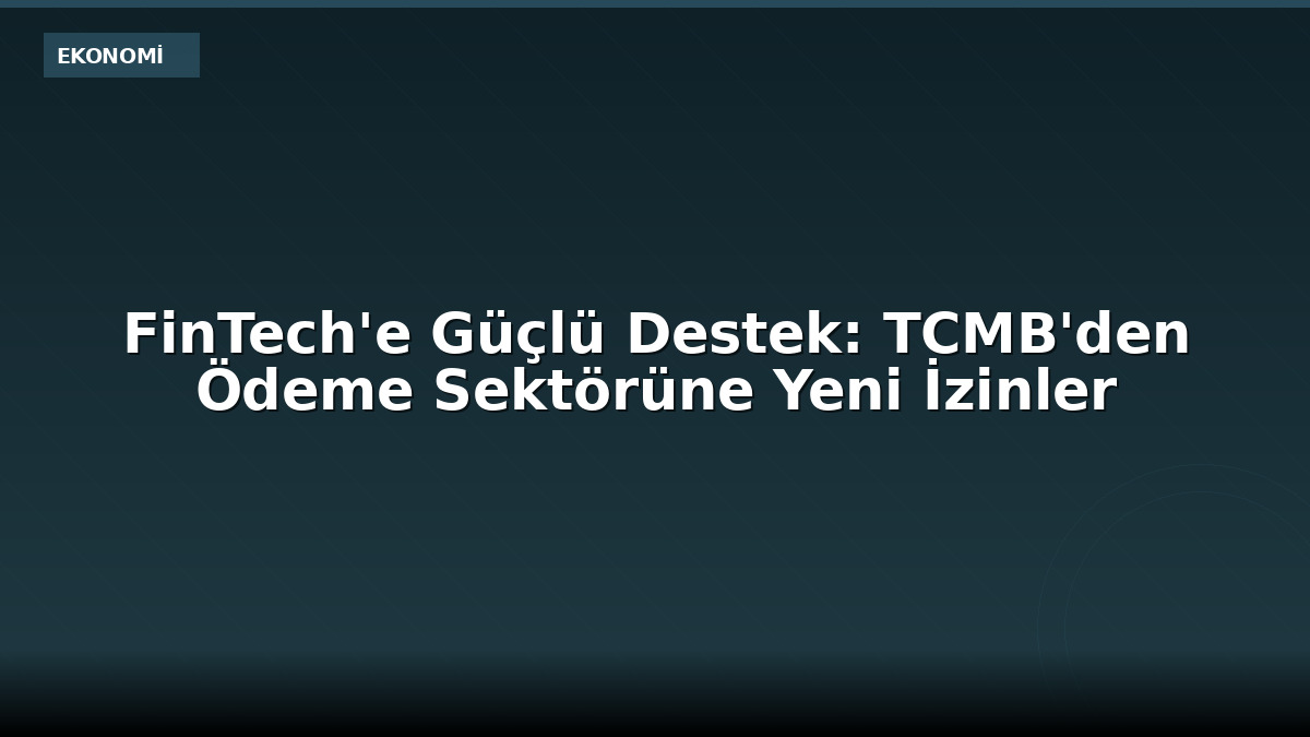 FinTech'e Güçlü Destek: TCMB'den Ödeme Sektörüne Yeni İzinler