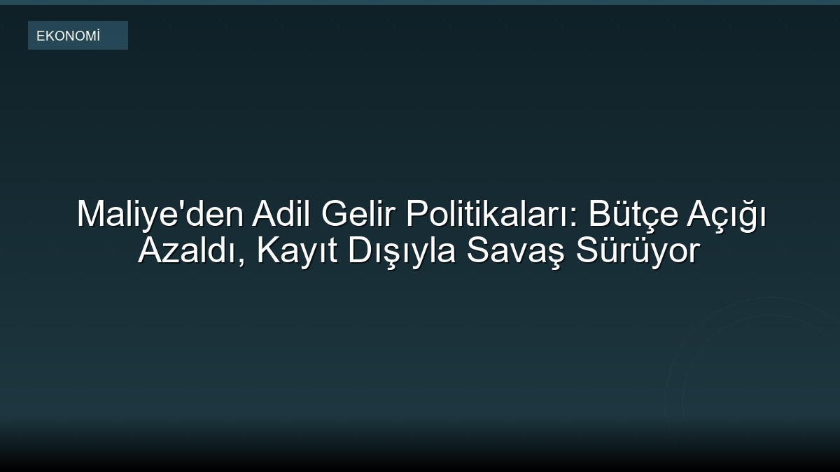 Maliye'den Adil Gelir Politikaları: Bütçe Açığı Azaldı, Kayıt Dışıyla Savaş Sürüyor
