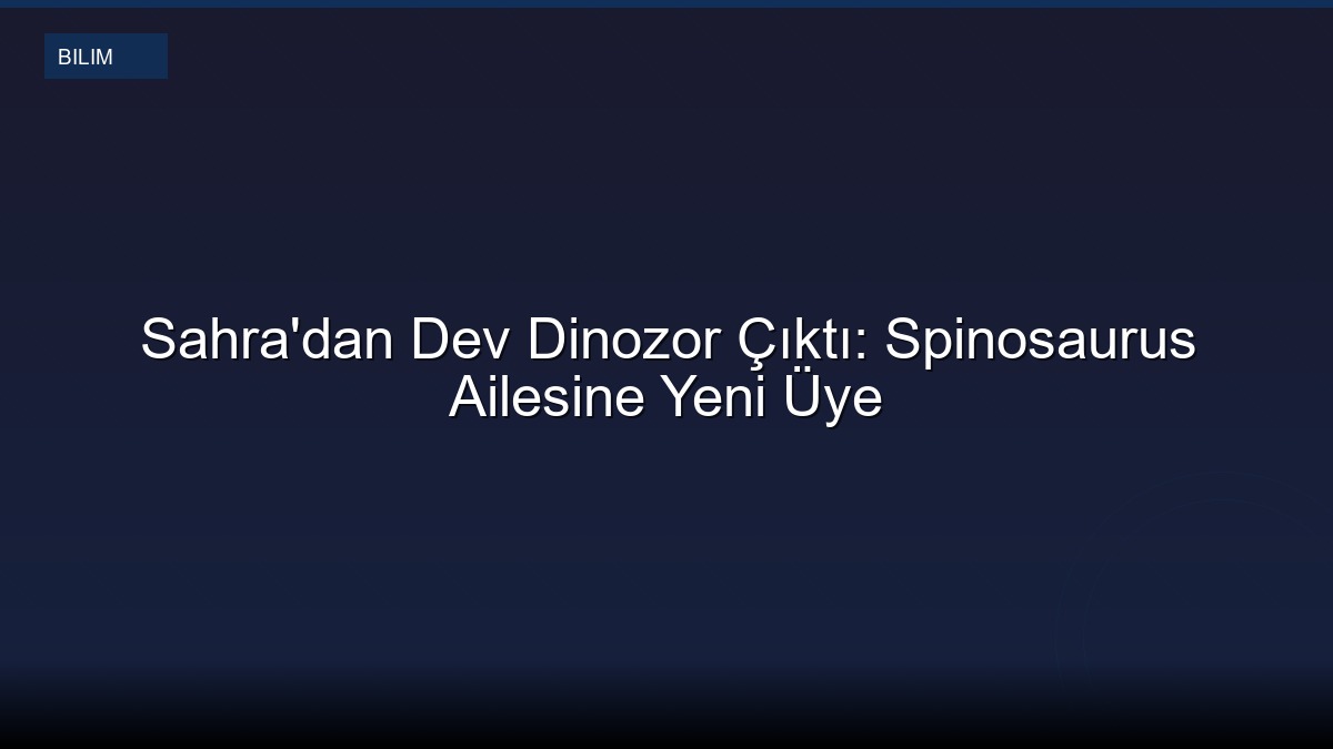 Sahra'dan Dev Dinozor Çıktı: Spinosaurus Ailesine Yeni Üye