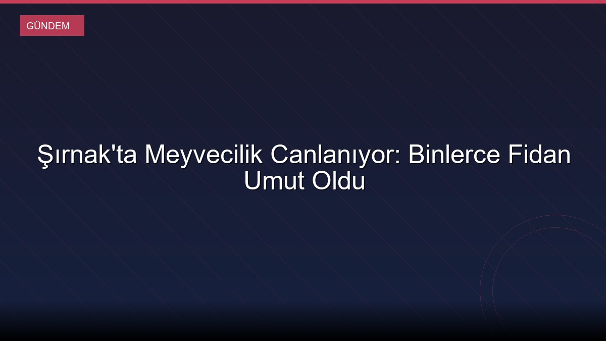 Şırnak'ta Meyvecilik Canlanıyor: Binlerce Fidan Umut Oldu